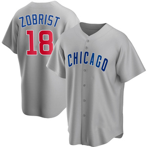 MLB Nike Chicago Cubs #18 Ben Zobrist Gray Name & Number T-Shirt