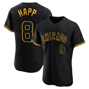 Men's Chicago Cubs Ian Happ Authentic Black Snake Skin City Jersey