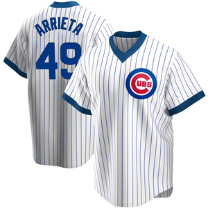 Men's Chicago Cubs #49 Jake Arrieta Blue Throwback Jersey on sale