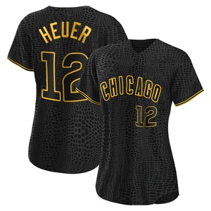 Women's Chicago Cubs Codi Heuer Authentic Black Snake Skin City Jersey