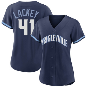 Women's Chicago Cubs John Lackey Authentic Navy 2021 City Connect Jersey