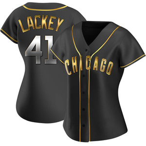 Women's Chicago Cubs John Lackey Replica Black Golden Alternate Jersey